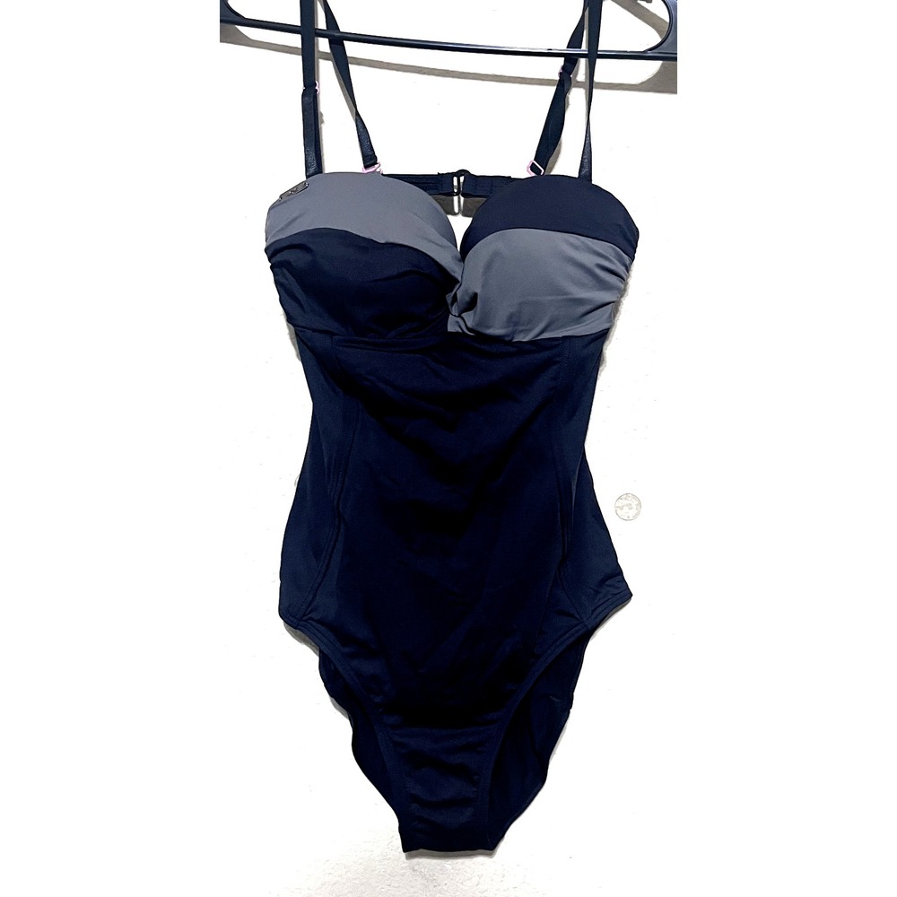 Lole Womens One Piece Swimsuit Black Grey Colorblock Built In Bra Size S